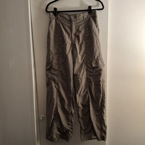 Love Tree Women's Army Green Cargo Nylon Parachute Pants
